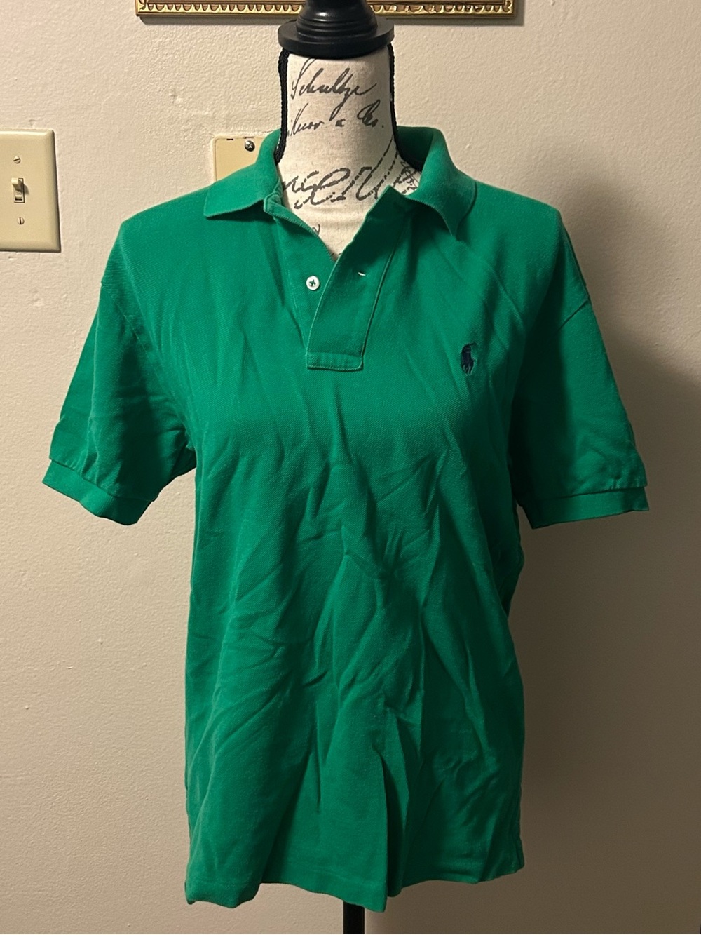 Vintage Polo Ralph Lauren Shirt Mens Small S Green Pique Cotton Short Sleeve Y2K
